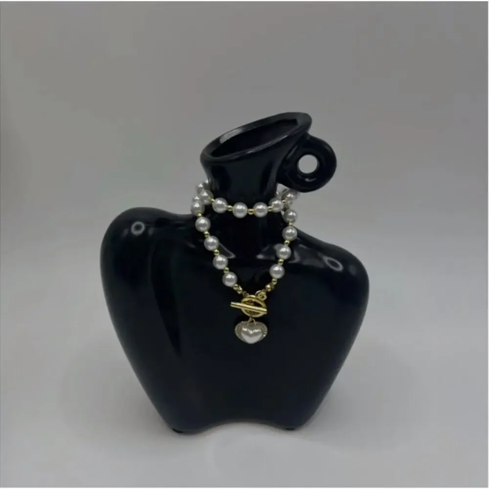 Modern Minimalist Ceramic Vase with Decor Necklace for Home Decor